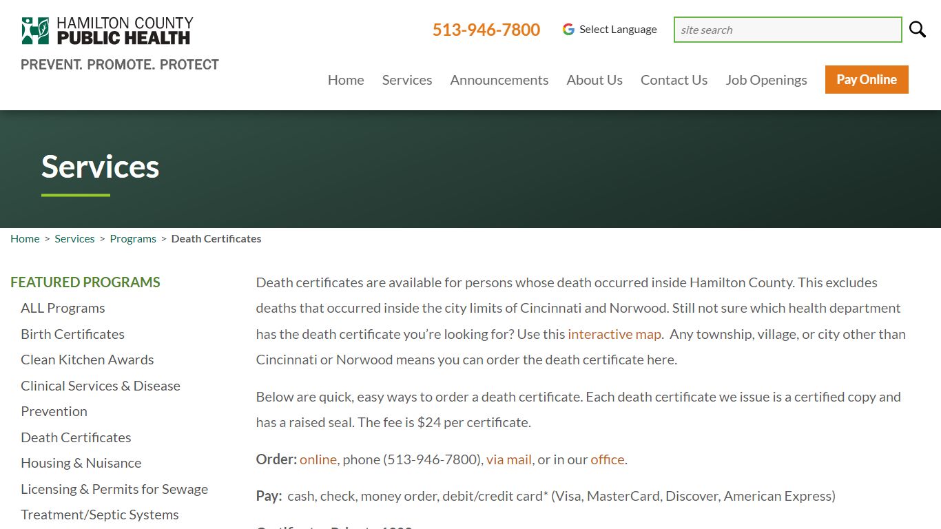 Death Certificates - Hamilton County Public Health